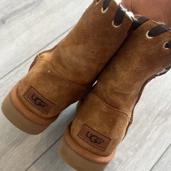 Ugg chestnut Aidah slip on suede sheepskin ankle boot size 6 - Picture 4 of 13